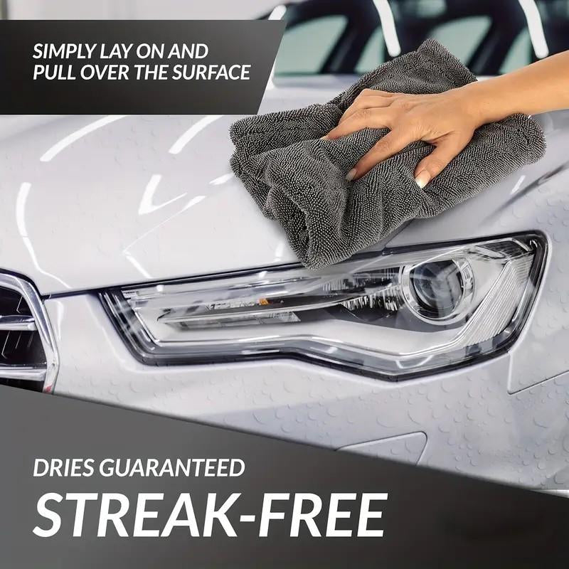 Professional Detailing Towel for Drying Car,Twisted-Loop Microfiber Towel from No Streak or Scratches,Ultra Absorbent, 1200GSM Double Side Microfiber Car Towel