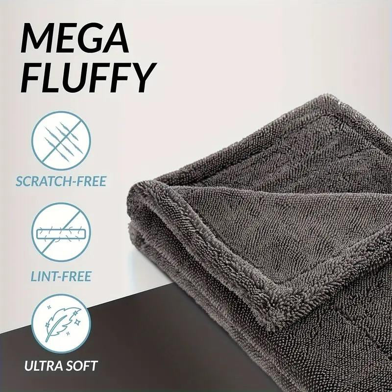 Professional Detailing Towel for Drying Car,Twisted-Loop Microfiber Towel from No Streak or Scratches,Ultra Absorbent, 1200GSM Double Side Microfiber Car Towel